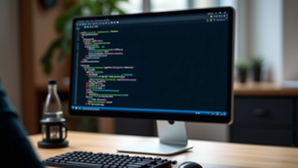 Diagrama visual de breakpoints CSS em diferentes tamanhos de ecrã, documentação técnica em monitor de desktop, ambiente de desenvolvimento web